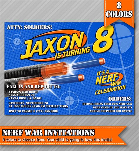 printable nerf party invitations template  printable word