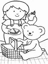 Picnic Coloring Teddy Bear Friends Pages Sheet Printable Preschool Boy Bears Having Family Preparing Children Colouring Crafts Cute Sheets Kids sketch template