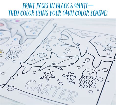 personalized shark birthday party coloring sheet party favors etsy