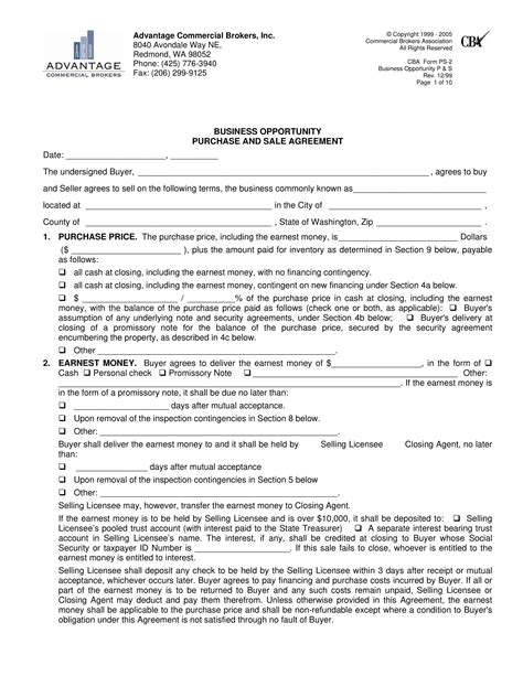 business sale contract forms   ms word
