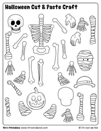 skeleton cut  paste craft tims printables