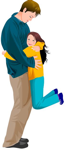 portrait of girl hugging father stock illustration download image now