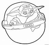 Yoda Mandalorian Vaisseau Spatial Grogu Spaceship Nave Geplaatst Kleurplaten Nieuwe Espacial Astronave Kinderfilmpjes Buggy Naves sketch template