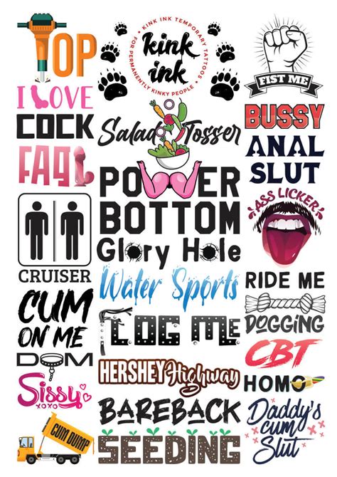 26 gay temporary tattoo a4 sheet for kinky sexy male lgbt cuckold adult
