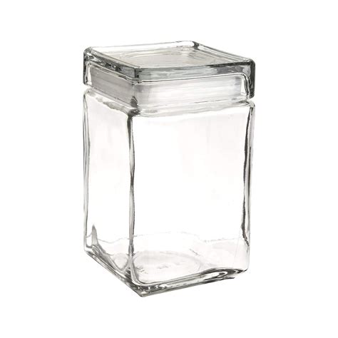 Anchor Hocking Stackable Square Glass Canister Jar With Glass Lid 1 9