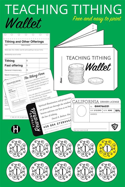 teaching tithing wallet printable tithing lesson tithing fhe lessons