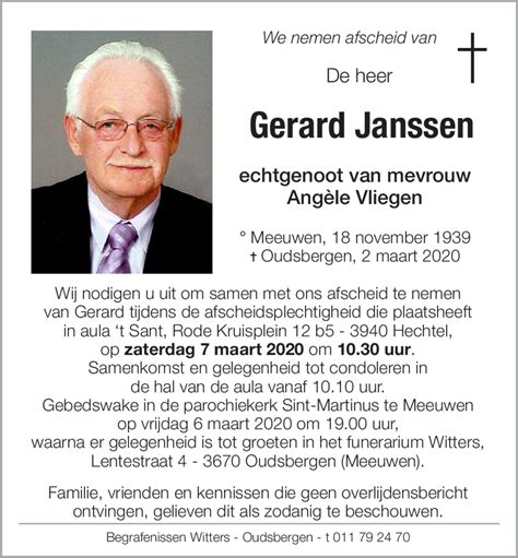 gerard janssen  inmemoriam