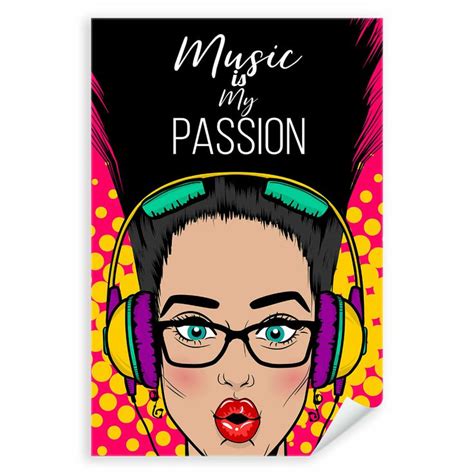 Postereck 0913 Poster Leinwand Retro Plakat Music Is My Passion Pop