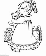 Coloring Kitten Pages Popular Christmas sketch template