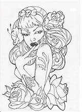 Tattoo Zombie Outline Pinup Coloring Deviantart Girl Drawings Pages Outlines Drawing Adult Sketches Printable Tattoos Fairy Sheets Books Stuff Choose sketch template