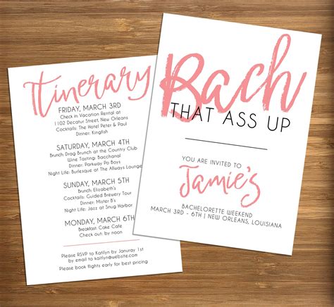 Bach That Ass Up Bachelorette Party Invitation Personalized Etsy