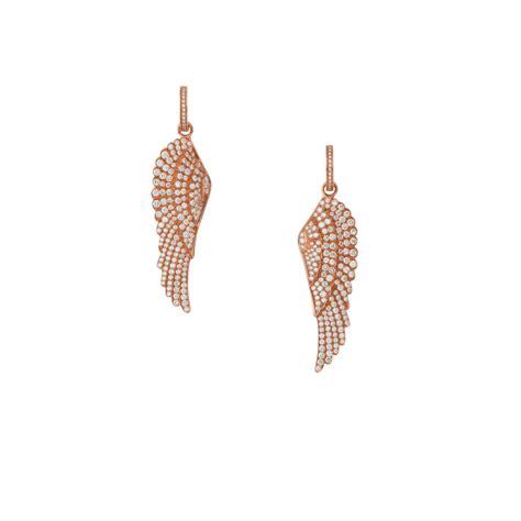 wings classic hoop and drop diamond earrings in 18ct rose gold garrard