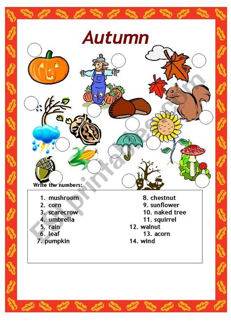 autumn esl worksheet  fatiper