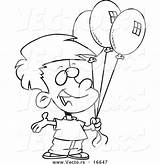 Balloons Holding Cartoon Birthday Boy Drawing Coloring Vector Three Girl Outlined Party Getdrawings Leishman Ron Royalty sketch template