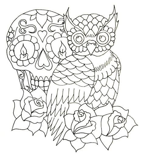 owls tattoo sugar skull design   p owls design art prints tattoo