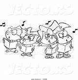 Cartoon Choir Singing Kids Coloring Vector Outlined Leishman Ron Graphic Royalty sketch template
