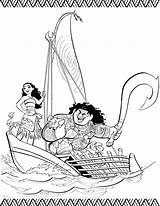 Moana Maui Barco Iluminar Bote Vaiana Coloriage Imprimer Viana sketch template