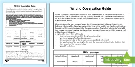 written observation examples  guide teacher