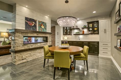 colorful basement remodel transitional dining room