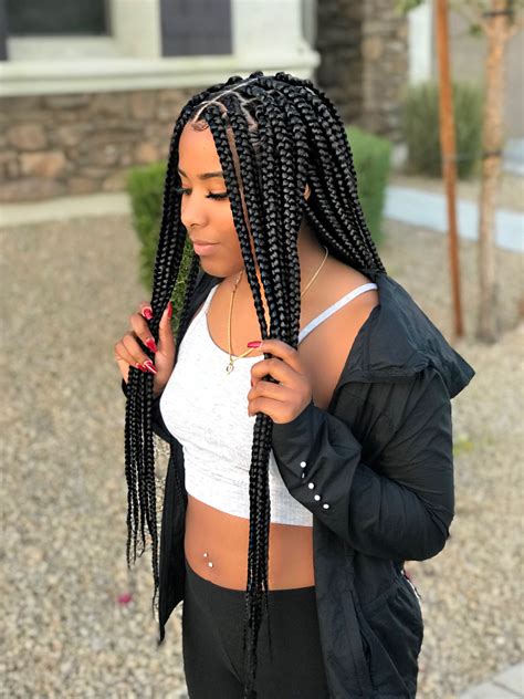 Medium Sized Box Braids Black Box Braids Protective Style Black