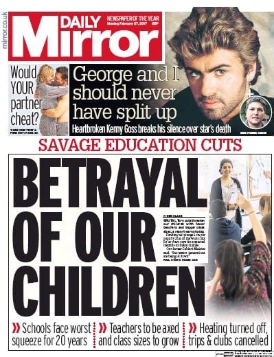 daily mirror uk front page   february  paperboy