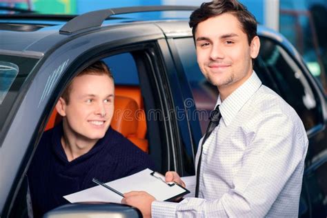 sales manager giving rental order  client stock image image  buying choosing