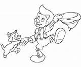 Pinocchio Coloring Pages Book Adventures Colouring Popular Cat Library sketch template