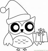 Coloring Owl Christmas Pages Animals Presents Printable Kids Coloringpages101 sketch template