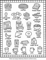 Coloring Food Pages Breakfast Kids Menu Color Printable Books Items English Sheet Rocks Cute Kitchen Recipes Cat Dover Pizza Book sketch template