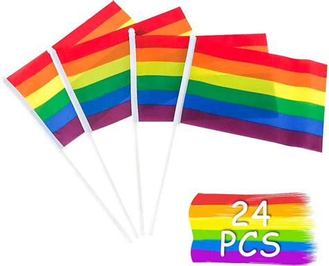 Futureplusx Rainbow Stick Flag 24pcs 5 X 8 Inch Mini Gay