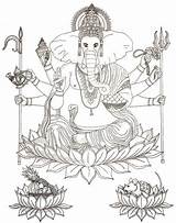 Ganesha Ausmalen Inde Coloriages Dieu Hindou Hindu Adultes Tête éléphant Indien sketch template