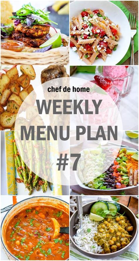 weekly meal menu plan  meals chefdehomecom