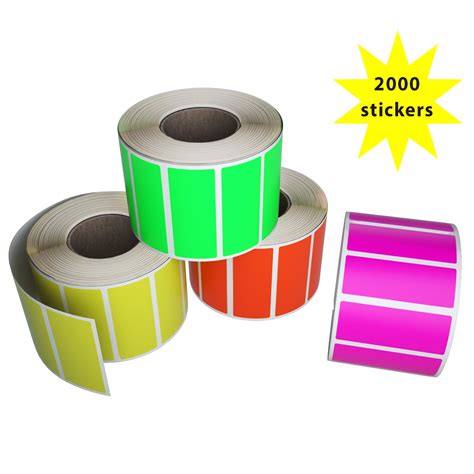 rectangular label rolls mm  mm colored labels   fluorescent colors neon red neon
