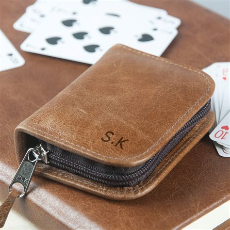 personalised leather playing card case    cherished