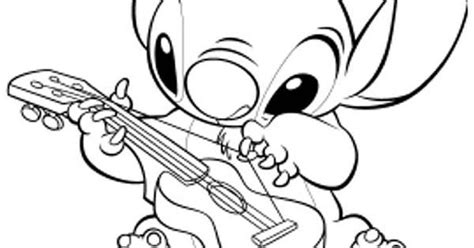 lilo stitch stitch playing guitar  lilo stitch coloring page