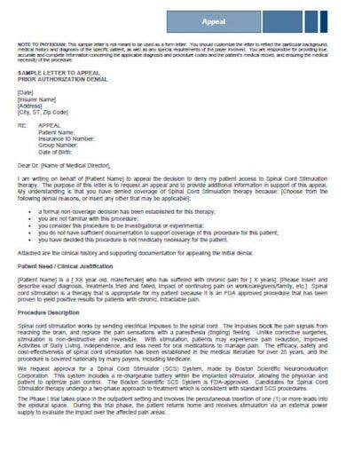 insurance denial appeal letter template   professional template