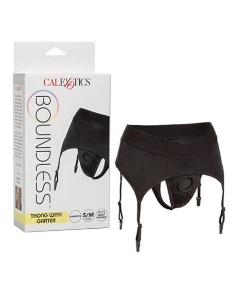 boundless thong w garter s m harness black on sex toy megastore buy