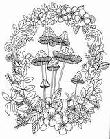 Coloring Pages Colouring Adult Mushroom Mushrooms Adults Printable Book Mandala Zentangle Toadstools Zentangles Doodle Magic Books Drawing Flower Doodles Sleep sketch template