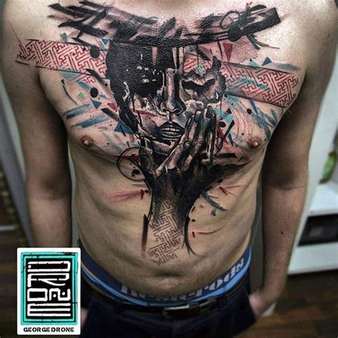 les tatouages de george drone  style tres graphique hand tattoos abstract tattoo