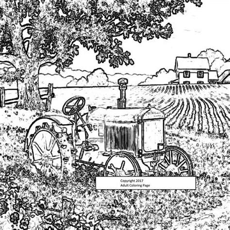 drawing   farm scene    tractor