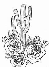 Cactus Saguaro Drawing Cute Rose Getdrawings Potted sketch template
