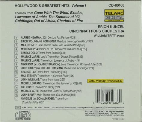 erich kunzel cincinnati pops orchestra hollywood s greatest hits vol