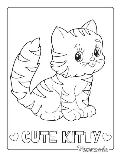 cute cat coloring pages easy  large collection