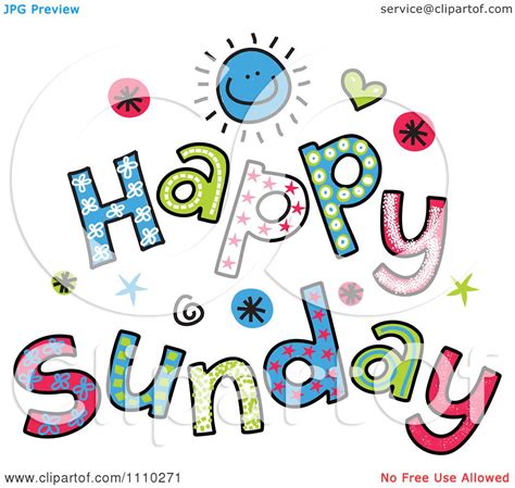 clipart colorful sketched happy sunday text royalty  vector