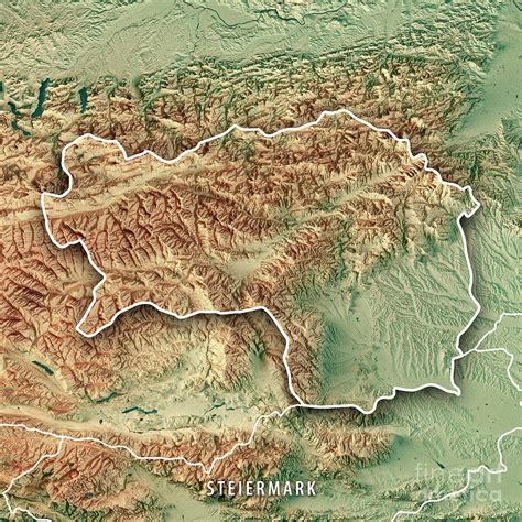 steiermark bundesland austria  render topographic map digital art  frank ramspott fine art