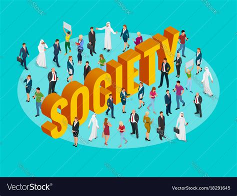 society isometric background  people  vector image