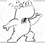 Singing Lunging Rhino Forward Clipart Cartoon Thoman Cory Outlined Coloring Vector 2021 sketch template