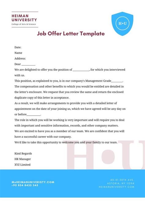 job offer letter templates samples   word  formats