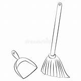 Broom Dustpan Vector Outline Background Cartoon Illustration Stock Preview Colourbox sketch template