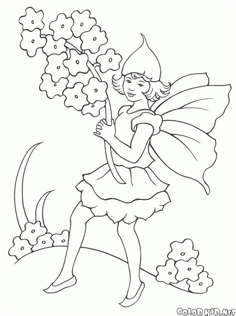 coloring page girl elf   bird